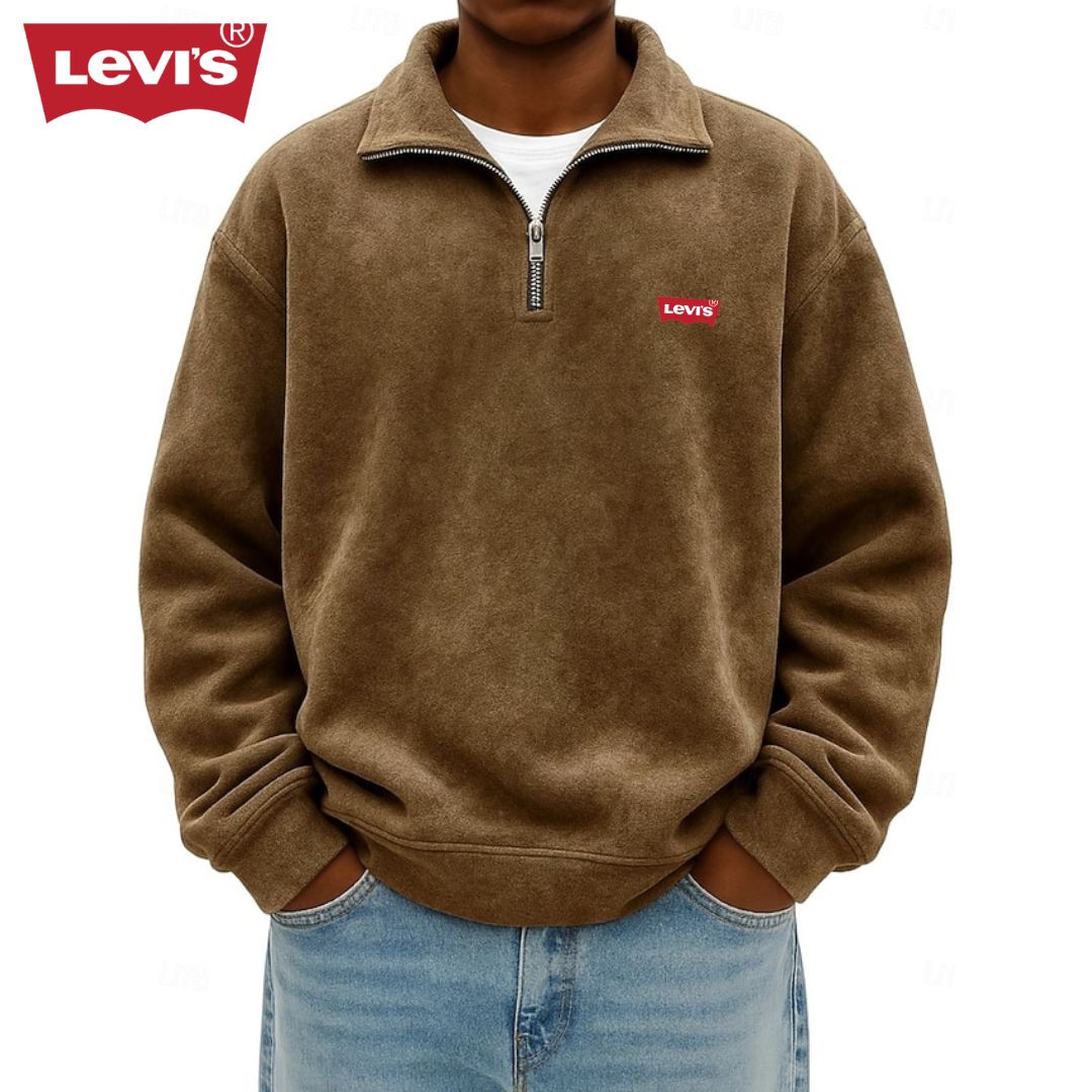 LV™ Heren Zip Polo Pullover Sweatshirt