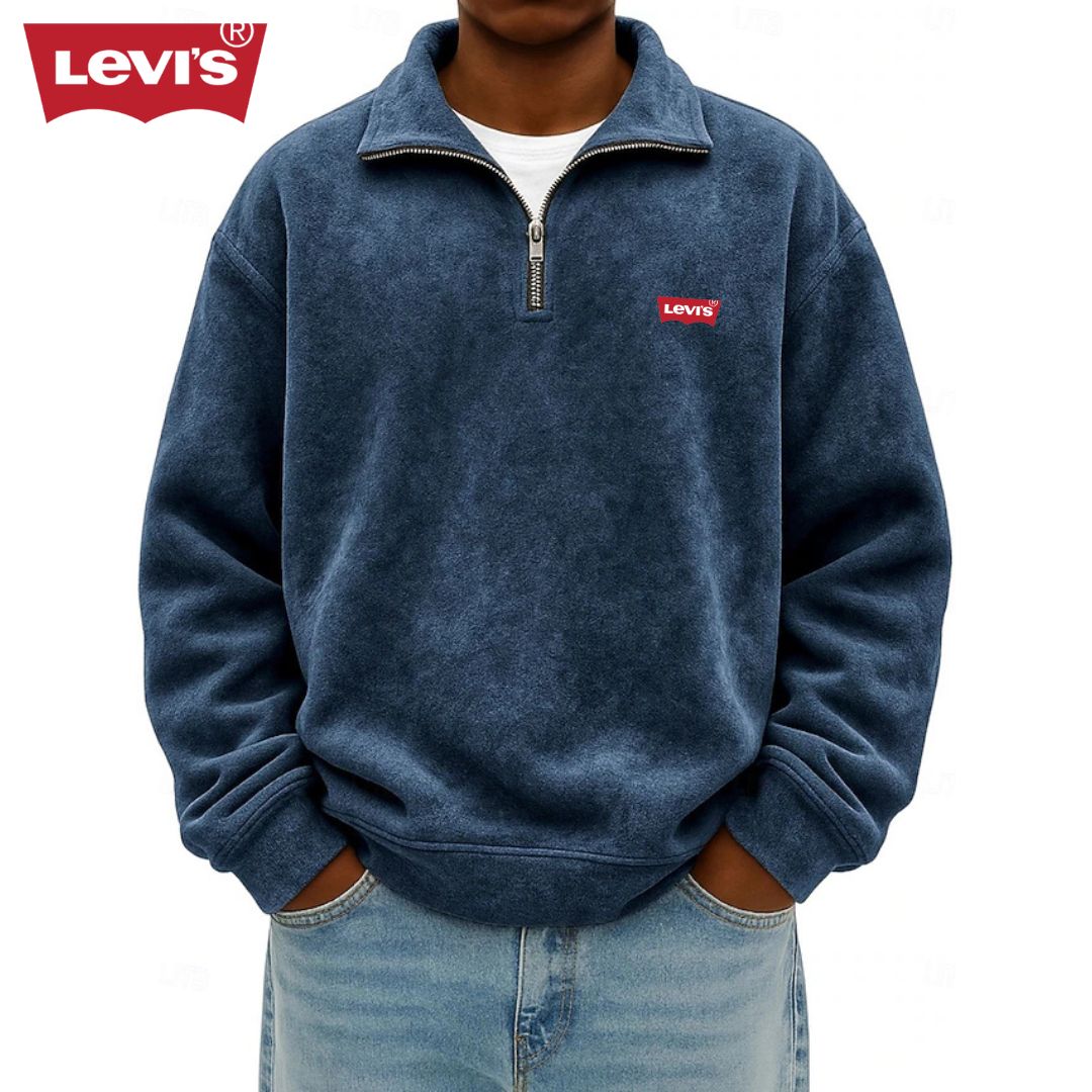 LV™ Heren Zip Polo Pullover Sweatshirt