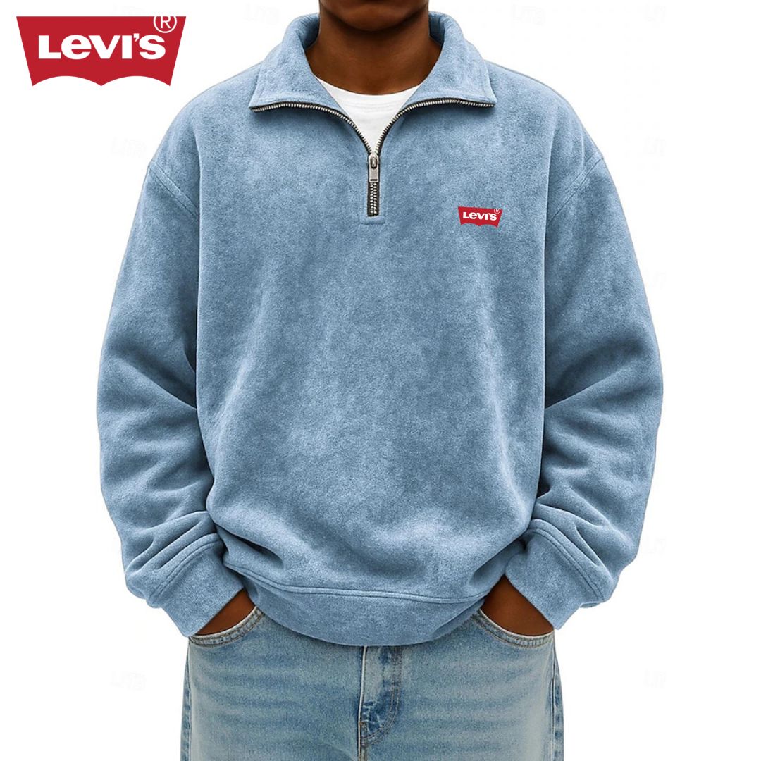 LV™ Heren Zip Polo Pullover Sweatshirt